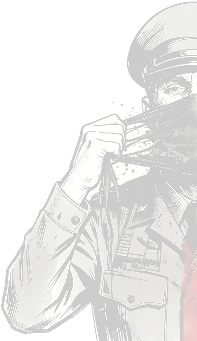Soldier ripping off mask